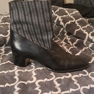 Black and Gray Heeled Boots